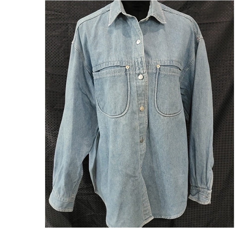 Calvin Klein Weathered American Classic Denim Shirt Light Wash Mens Medium